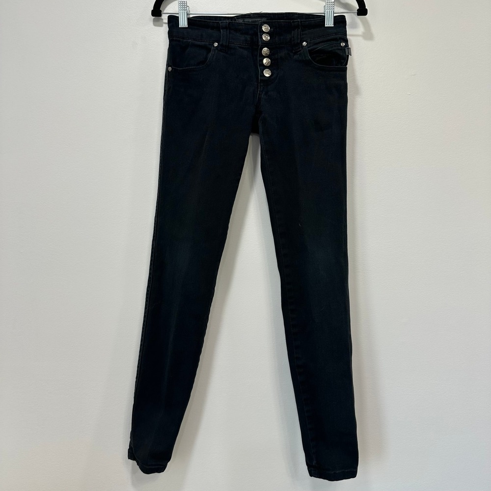 TRIPP‎ NYC Womens Skinny Pants Size 1 Black Button Fly Gothic Emo Punk